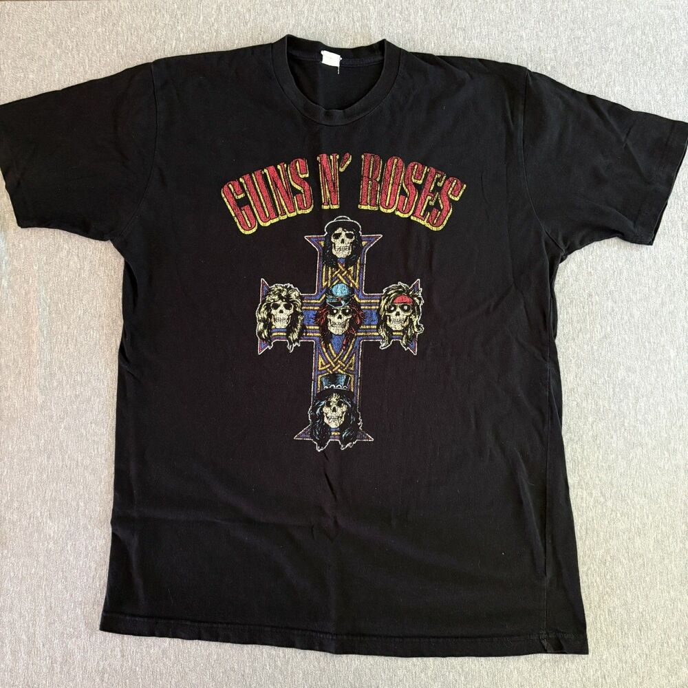 Guns N Roses Vintage 90s Band Tee XL Black Grunge Rock Graphic T-Shirt